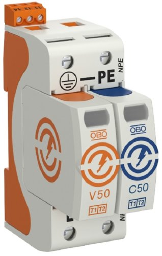 Ограничитель импульсных напряжений УЗИП OBO CombiController 2п L-N-PE классI+II 50кА с NFC картинка